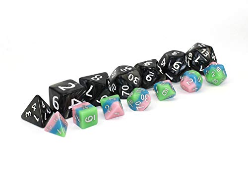 Dungeons and Dragons D&D Giant Black 25mm Polyhedral Dice Set - RPG Dice Bag, Pathfinder, MTG - color: Black