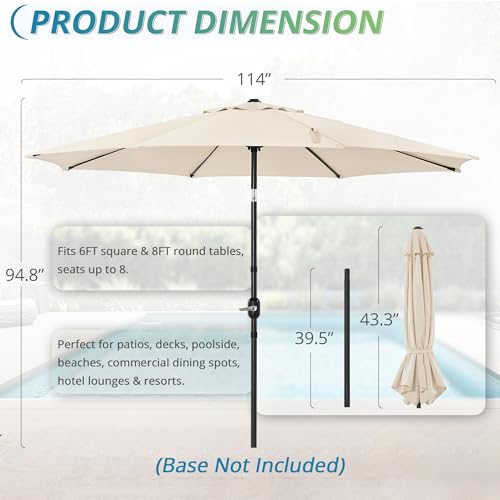 LUE BONA 10FT Patio Umbrella, Waterproof Outdoor Market Umbrella with Easy Crank & Tilt, Patio Table Umbrella for Deck Garden Backyard Pool, Beige - color: Beige