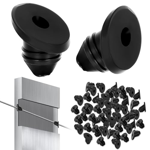 VANESA 100 Pack 30 Degree Black Cable Railing Rubber Grommets Protector Sleeve, 1/8" Cable Railing Post Protector Sleeves for 1/8" 5/32" 3/16" Wire Rope, Cable Railing Kit for Indoor Outdoor Metal
