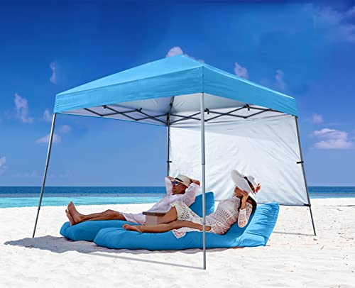 ABCCANOPY Stable Pop Up Beach Tent with Backpack Bag, 12 x 12 ft Base / 10 x 10 ft Top, Sky Blue - color: Sky Blue, size: 12x12