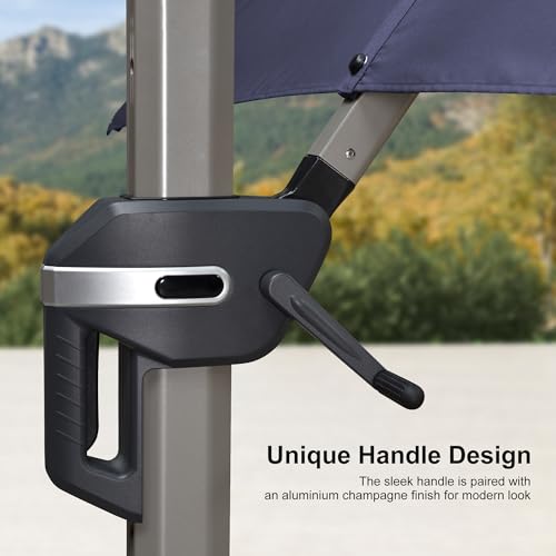 PURPLE LEAF Patio Umbrella with Base Included, 9ft Outdoor Aluminum Cantilever Umbrella with 360° Rotation, Aluminum Large Offset Umbrella for Outdoor Garden Pool, Navy Blue - color: Navy Blue, size: 9' x 9'