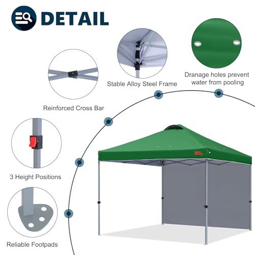MASTERCANOPY Durable Pop-up Canopy Tent with 1 Sidewall (10'x10',Forest Green) - color: Forest Green, size: 10x10