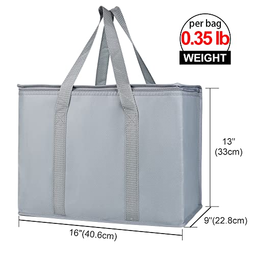 Bodaon 4-Pack Insulated Reusable Grocery Shopping Bags, X-Large Picnic Cooler Bag Top Cold, Insulated Food/Pizza Delivery Bag, Grey - color: Grey, size: X-Large