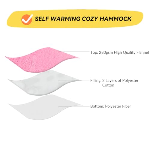 Patas Lague Cat and Dog Hammock Bed for Small Dogs, Brethable Wooden Cat Pet Rabbit Elevated Bed Cots Furniture for All Seasons Fleece Hot Pink - color: Fleece Hot Pink