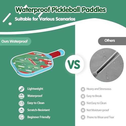 Kids Pickleball Paddles Set of 2,Lightweight,Durable,Waterproof,Ergonomic Grip for Small Hands,Toddler Beach Pool Backyard Outdoor Game Toy-Birthday Gift for Boy Girl, Beginner