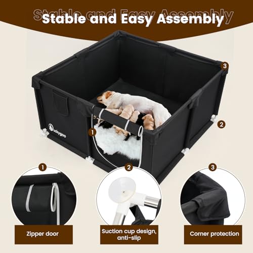 Whelping Box for Dogs - 50"L*50"W*25"H Dog Whelping Play Pen for Puppies,Pet Whelping Box Overall 600D Oxford Fabric with Absorbent Whelping Pad,Dog Birthing Box for Large Medium Small Dogs - color: black-50*50*25inch