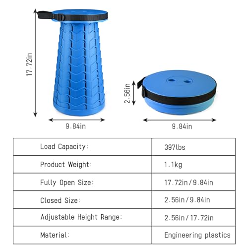 Portable & Lightweight Foldable Camping Chair for Adults, Heavy Duty Folding Stool with Adjustable Shoulder Strap, Perfect for Picnic, Beach, Backyard, and Sporting Events, Max Weight 400lbs - color: Blue
