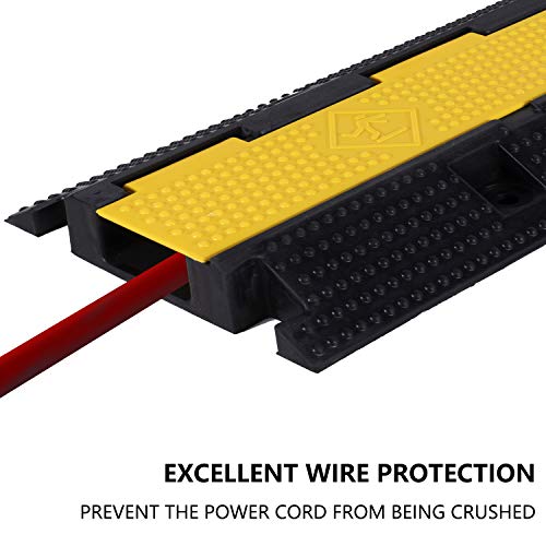 1 Pack Rubber Cable Ramp Hose Cable Protector Ramp 1 Channel 22000Lbs Load Capacity Traffic Speed Bump Wires Power Lines Extension Cord Cover for Indoor Outdoor - color: 22000Lbs-1Channel-1Pack