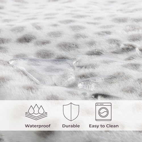 Waterproof Blanket for Bed, Couch, or Car - 60” x 80” Reversible Queen Size Throw Blanket for Reliable Leakproof Furniture Protection - Washable Pet Throws by Lavish Home (Snow Leopard Print) - color: White/Grey