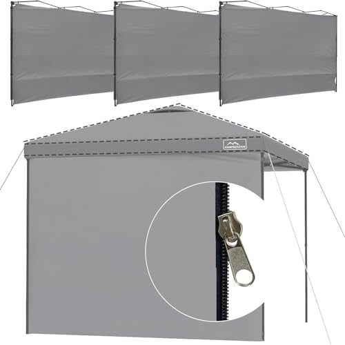 KAMPKEEPER 10X10 Canopy Tent Sidewalls with Zipper for Canopy Frame, 3Pcs Sunwalls Only, UPF50+ Waterproof Side Walls(Dark Grey) - color: Dark Grey