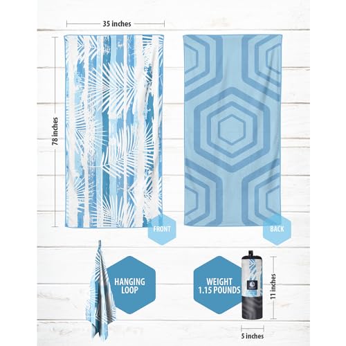 VENTURE 4TH Microfiber Beach Towel: Quick-Dry, Compact, Sand-Free, Absorbent, Sandproof and Lightweight - Perfect for Camping, Beach, and Roadtrips (Ocean Vibe Design | 35x78 inches) - color: Ocean Vibe, size: Extra Large (78" x 35")