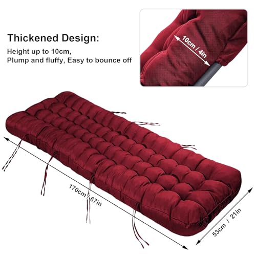 ERWUDEling Patio Lounge Chair Cushion, Waterproof Lounge Chair Cushion, Thickened 67 x 19 x 4 Inch Zero Gravity Chair Cushion for Outdoor Indoor Furniture, Home and Office, Wine red (Only Cushion) - color: Wine Red, size: 67x19x4 inch