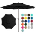 JEAREY 9' 2-Tiers Patio Umbrellas Outdoor Table Market Umbrella w/Push Button Tilt/Crank, 8 Sturdy Ribs, UV Protection Waterproof Sunproof(Black) - color: Black