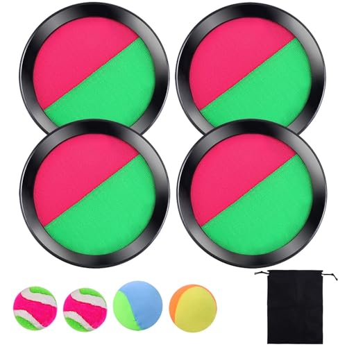 Cooraby Paddle Toss and Catch Ball Game 2 Set Toss and Catch Balls Game Suitable for Sports, Beach and Party Favor with Storage Bag, 4 Paddles and 4 Balls