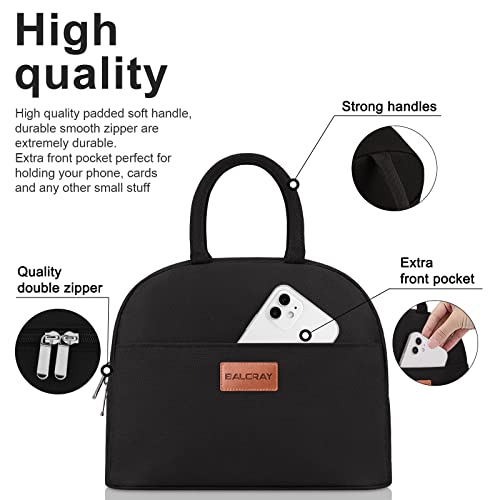 BALORAY Lunch Bag for Women Men Insulated Lunch Box for Adult Reusable Lunch Tote Bag for Work, Picnic or Travel - color: Solid Black, size: L