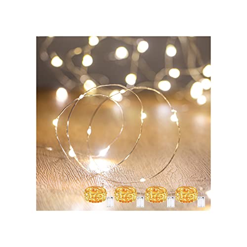 String Lights,Waterproof LED String Lights Fairy String Lights Starry ,Battery Operated String Lights for Indoor&Outdoor Decoration Wedding Home Parties Christmas Holiday. (Warm White, 10Ft/4pc) - color: Warm White, size: 10ft*4pcs