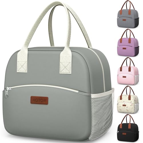 HOTOR Lunch Bag for Women & Men - Wear-Resistant Insulated Lunch Box with Large Capacity, Multi-Functional Cooler Bag for Office, Picnic, Light Grey, 10L,10.60" x 5.90" x 9.50" - color: Light Grey, size: 10L
