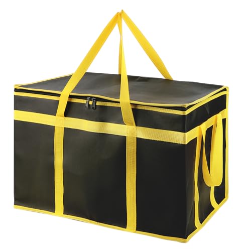 Bodaon Insulated Food Delivery Bag, XXXL Pizza Delivery Bags for Hot and Cold Food, Commercial, Large Capacity Reusable Warming Bag, Catering Cooler Bag for Catering (Black-Yellow Edge, 1Pk) - color: Black-Yellow Edge, size: XXX-Large