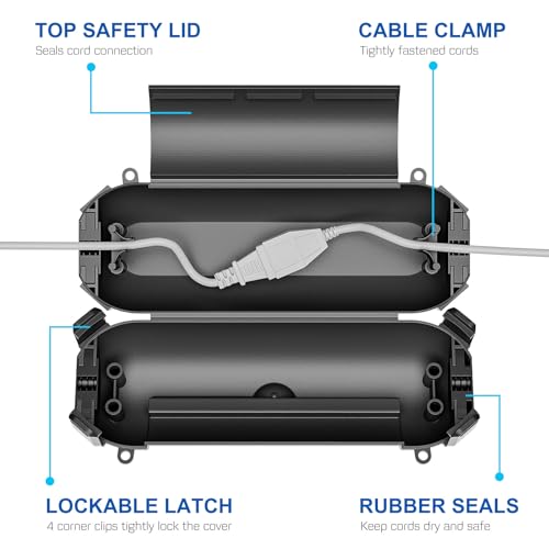 FGB 3-Pack Outdoor Extension Cord Safety Cover Waterproof - Weatherproof Electrical Connection Box for Outdoor Outlet Cover, Christmas Decoration, Plug, Socket, Power Tool