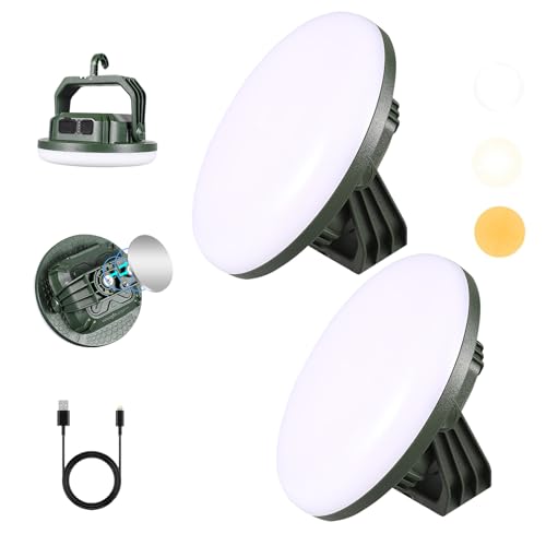 VAVOFO 2Pcs 10,000mAh 4000LM LED Camping Lantern Rechargeable, 3 Lighting Modes, Portable Tent Light with Magnet, IP65 Waterproof Hanging Light for Emergencies, Power Outages ,Hurricane（2Pcs） - size: 42W(2Pcs)
