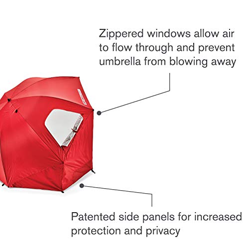 Sport-Brella Premiere UPF 50+ Umbrella Shelter with Patented Side Panels and Tilt Mechanism, Heavy-Duty 1.25 Inch Center Pole, Auger Anchor for Sand and Grass - color: Red, style: XL