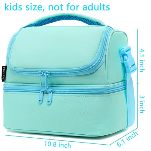 FlowFly Double Decker Cooler Insulated Lunch Bag Large Tote for Boys, Girls, Men, Women, With Adjustable Strap,Light Blue - color: Light#Blue