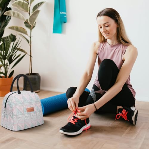 BALORAY Lunch Bag for Women Men Insulated Lunch Box for Adult Reusable Lunch Tote Bag for Work, Picnic or Travel (Triangle, M) - color: Triangle, size: M