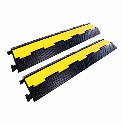 Rubber Cable Ramp Cord Cover Cable Protector Ramps Wire Hose Protective 2 Channel 22000Lbs Load Capacity Traffic Speed Bump for Asphalt Concrete Gravel Driveway Indoor Outdoor, 2 Pack - color: 2 channel-2 pack