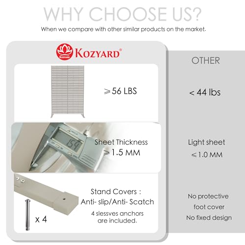 Kozyard Metal Privacy Screen 74" H x 47.2" W Decorative Outdoor Divider with Stand Panels Freestanding Screen Set for Deck Patio Balcony Garden Outdoor&Indoor (Beige/Horizontal Slat) - color: Beige/Horizontal Slat