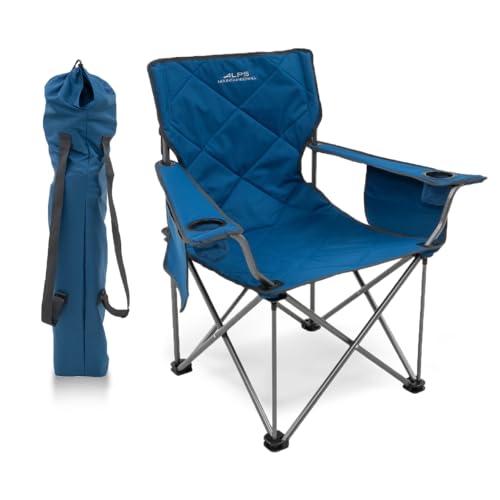 ALPS Mountaineering King Kong Camping Chairs for Adults with Mesh Cup Holders and Pockets, Built Durable and Reliable with Compact Foldable Steel Frame - color: Deep Sea/Charcoal