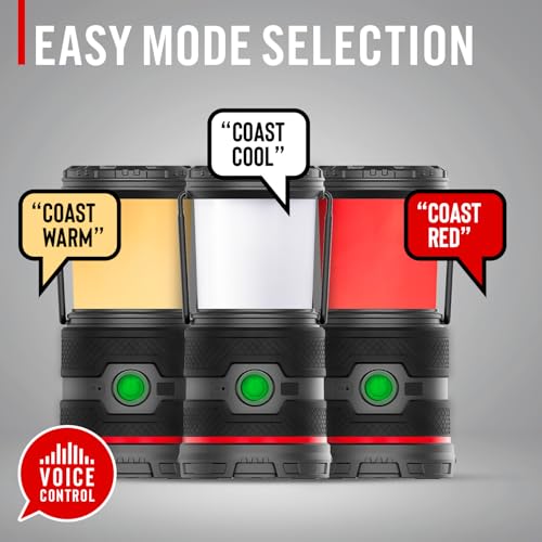 COAST EAL35R 1000 Lumen Voice-Controlled LED Emergency & Camping Area Lantern with Warm, Cool White, Day, Red & Red Flashing Mode, Power Bank Functionality - Desert - color: Flat Dark Earth