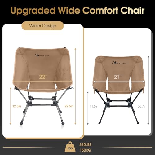 MOON LENCE Portable Camping Chair Plus, Larger & Roomier, Compact and Lightweight Still, Folding Chair for Backpacking & Hiking, 330Lbs Capacity (Desert Rust-2pack) - color: Desert Rust-2pack