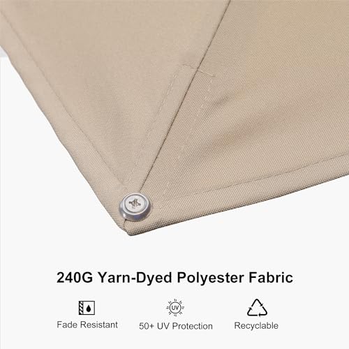 PURPLE LEAF Patio Umbrella with Base Included, 8ft Outdoor Aluminum Cantilever Umbrella with 360° Rotation, Champagne Offset Umbrella for Outdoor Garden Pool, Beige - color: Beige, size: 8' x 8'