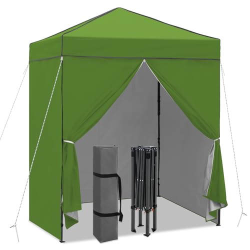 6x4 Pop Up Canopy Tent with Four Wall Panels, Instant Portable Beach Canopy, Outdoor Tent with Carry Bag for Camping, Sports, Tailgating, Events, Grass Green - color: Grass Green, size: With Four Walls