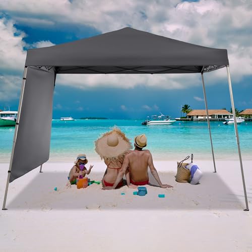 GDY 10x10 FT Pop Up Canopy Outdoor Instant Tent Slant Legs with a Sidewall,Equipment Vents, Portable Gazebo Shelter for Patio, Deck, Beach and Garden,Grey. - color: Gray