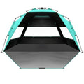 OutdoorMaster Beach Tent with Blackout Shelter Technology, Portable Sun Shade Shelter 4 Person, Pop Up Beach Tents with UPF 50+ UV Protection, 9.5mm Thick Pole, 3 Ventilating Mesh Windows -Green - color: Green