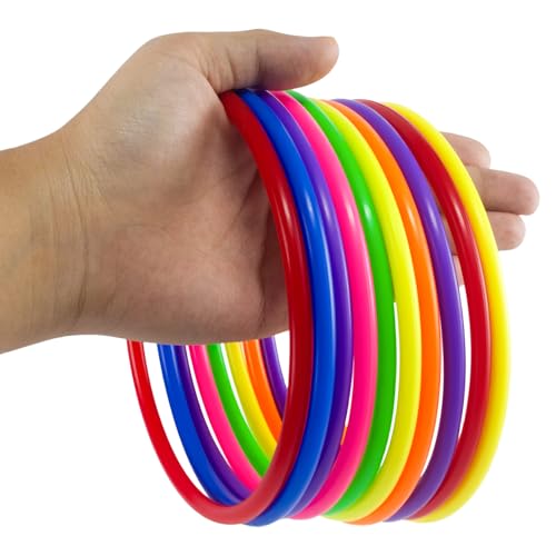 28 PCS Ring Toss Rings,Multicolor Plastic Rings Rings for Ring Toss Game for Kids and Outdoor Toss Rings Carnival Rings for Speed,Agility Practice Games Garden Backyard,7 Colors - size: 5 inch