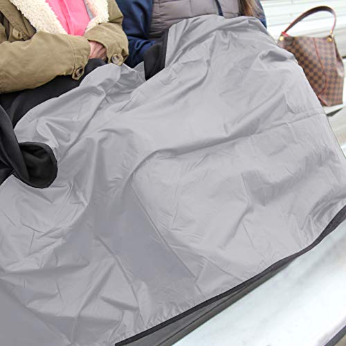 Threadart Outdoor Rainproof & Windproof Thick Stadium Blanket | for Camping, Picnic, Sports, Festivals, Football, Baseball, Concerts, Parks, Beach 55" x 79" - color: Black/Grey