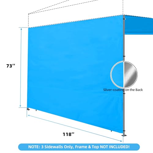 Joramoy Canopy Tent Sidewalls for 10×10 Pop Up Canopy, 3 Pack Instant Sunwall, UV Protection and Waterproof Shade Wall, Straight Leg Sidewalls 3 PCS Only (SkyBlue) - color: SkyBlue, size: 10×10