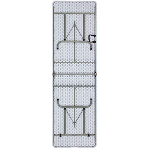 EMMA + OLIVER 8' Height-Adjustable Rectangular Bi-Fold Plastic Folding Table, Long Plastic Foldable Table for Residential Indoor/Outdoor Events, White