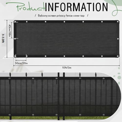 CroBlissful 3 Pieces 3' x 10' Balcony Privacy Screen Fence Cover Fencing Shield Cover with Zip Ties for Deck Apartment Patio Pool Backyard Porch Railing