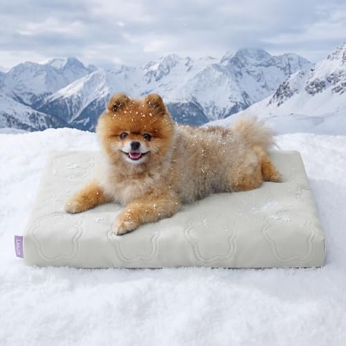 LE SURE Cooling Dog Bed for Small Dogs, Q-Max>0.5 Cooling Mat with Removable Washable Cover, Breathable Orthopedic Egg Crate Foam Summer Pad for Active/Long-Haired/Senior Pets/Cats/Puppy, 23x17 Inch - color: Cooling Gray, size: 23x17x2.8