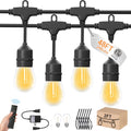 48ft Outdoor String Lights with Remote & Dimmer,24+2 Commercial Grade IP65 Waterproof Bulbs, 2700K Warm White,3 Lighting Modes & Timer,Includes 30 Cable Ties for Patio,Garden, Party - size: 48FT with 24+2Bulbs(2FT Bulbs Spacing)
