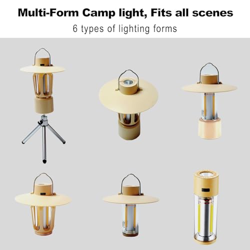Retro Rechargeable Mini LED Camping Lantern, 400LM 2000mAh, IPX4 Waterproof with Stand/Magnetic Base/Hook, 5 Light Modes, Rechargeable Vintage Small Lantern for Camping, Hiking, Power Outages, Gifts
