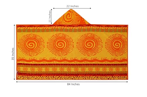 COTTON CRAFT Hooded Beach Towel - Oversized XXL 35x84 Towel with Hood for Adults - The Big Kahuna 7 Foot Extra Large Beach Blanket Towel - Big & Tall Soft 100% Cotton Velour - Sunshine Orange Yellow - color: Sunshine Orange Yellow, size: 1 Pack - 35x84 Ho