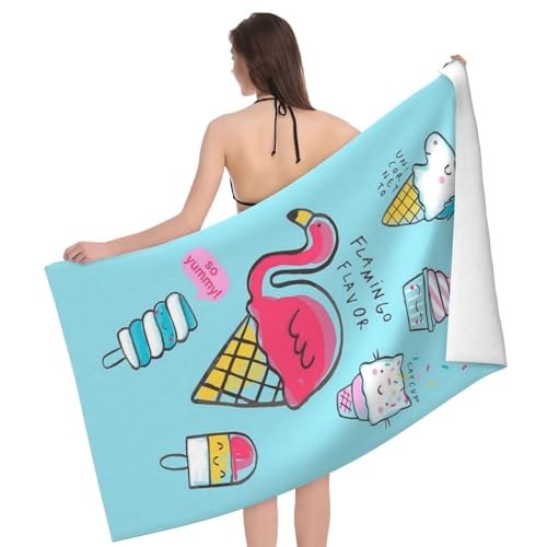 Cute Mermaid Beach Towel for Kids/Boys/Toddler/Baby, Personalized Microfiber Flamingo Beach Towels Bulk, Quick Dry Beach Towel for Pool, Lightweight Bath Towels Oversized Clearance 30"x 60" - color: Ice Cream, size: 30"x 60"