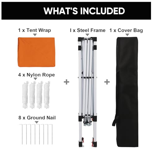 Northroad 8X8 FT Pop Up Canopy, Outdoor Instant Canopy Tent w/Carrying Bag, Portable Gazebo Shelter for Wedding Party,Commercial Event,Patio,Garden,Beach -Orange - color: Orange, size: 8x8