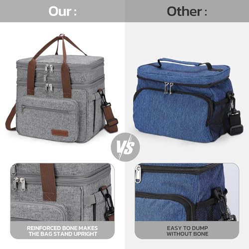 Maelstrom Lunch Box, 23L Insulated Lunch Bag, Expandable Double Deck Cooler Bag, Lightweight Leakproof Tote Bag With Side Tissue Pocket, Suit For Men and Women (B. Gray) - color: B. Gray