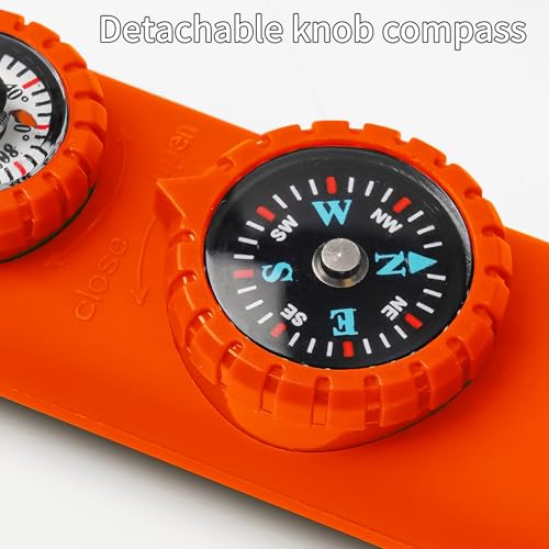 Multifunctional Survival Emergency Whistle for Kids with Compass Hiking Survival, Thermometer & Neck Lanyard | Emergency Safety Gear for Hiking, Camping, Kayaking, Boating, Climbing - color: orange red