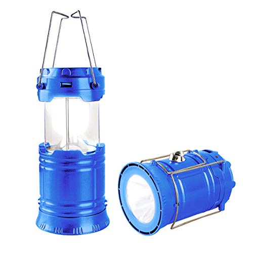 Censinda LED Camping Lantern, Solar and Rechargeable Lantern Flashlight Collapsible and Portable Light for Daily/Camp/Hiking/Night Fishing/Emergency/Hurricanes/Storm(Blue, 1 Pack) - style: Blue